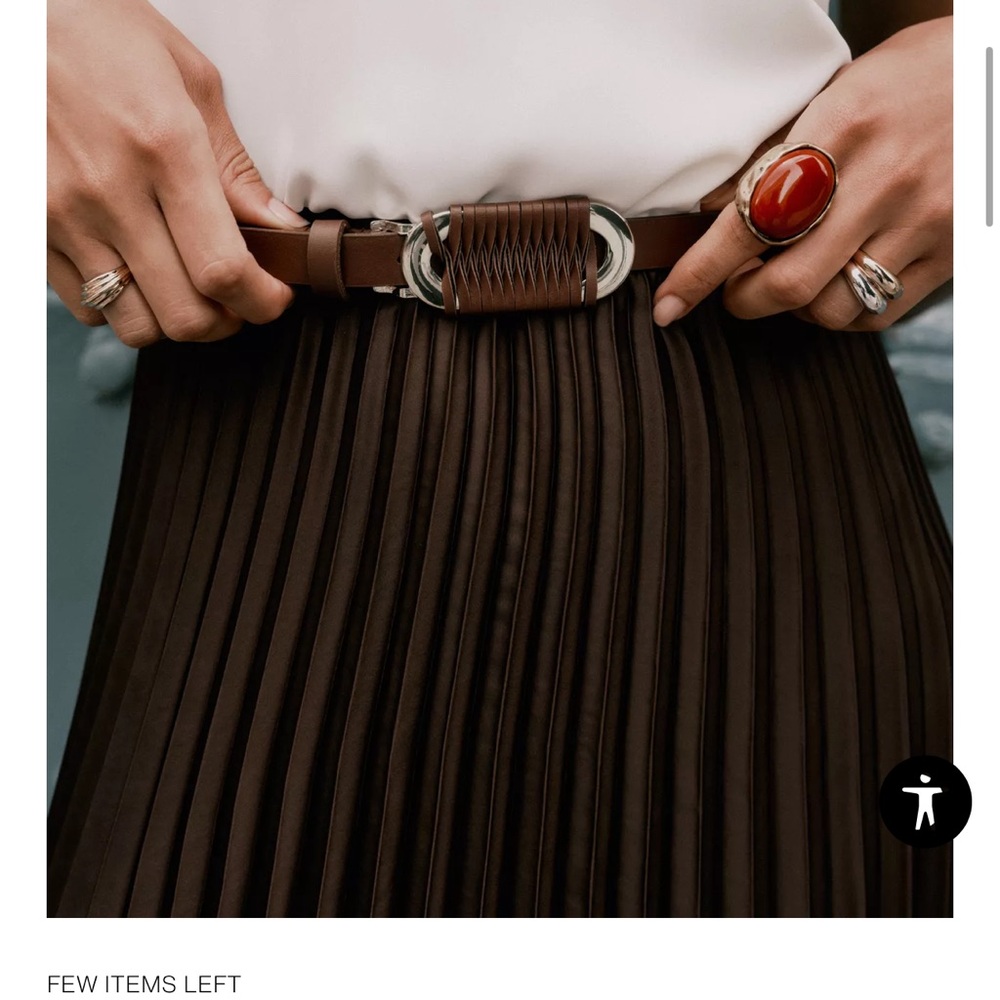 Zara PLEATED COMBINATION MIDI DRESS - Picture 3 of 5